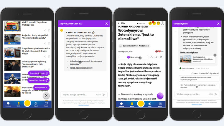 Onet Czat with AI makes media consumption easier and more intuitive for readers.
