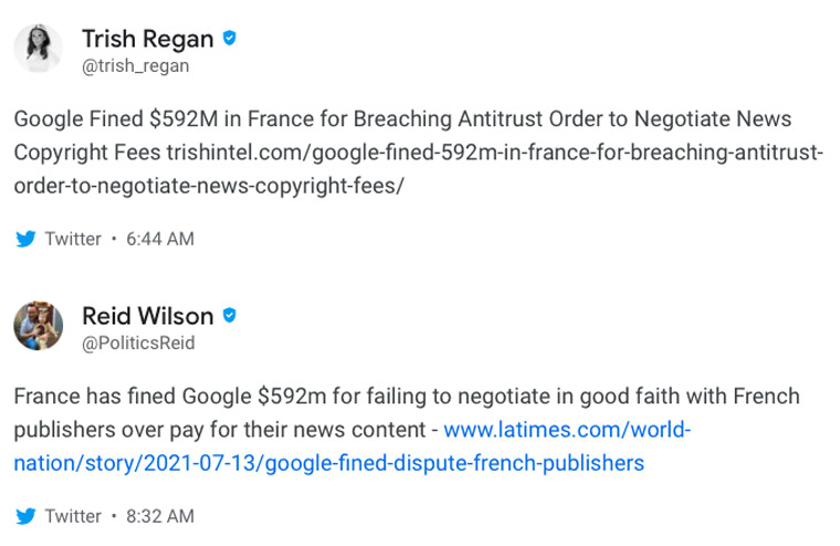 This week Google was fined €500 million for failing to negotiate with French news publishers.