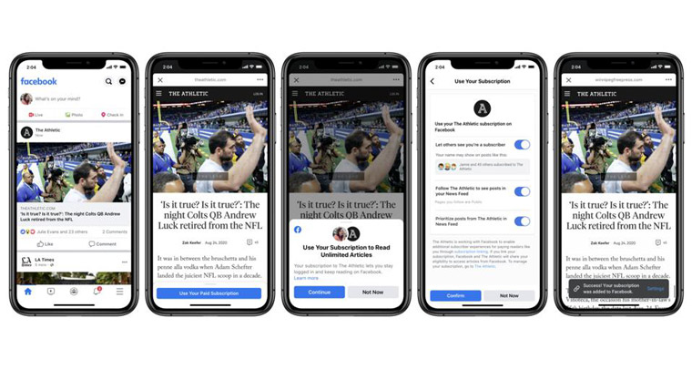 Facebook is rolling out a pilot programme to link user accounts to their news subscriptions.