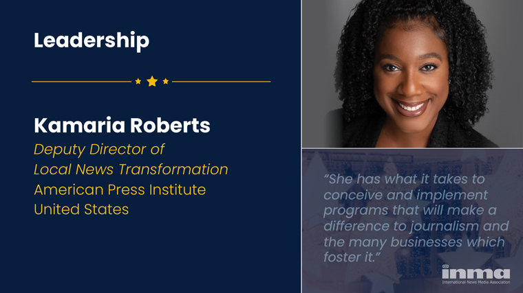 Kamaria Roberts is committed to helping news organisations better serve their communities by developing the values of diversity, equity, inclusion, and belonging.