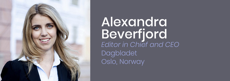 Alexandra Beverfjord, who serves on the INMA Board of Directors, is Dagbladet’s CEO and editor-in-chief.