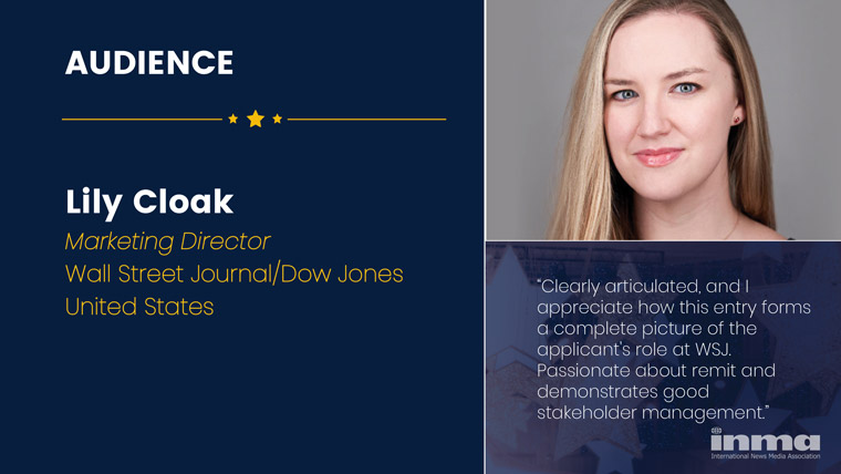 Lily Cloake is marketing director at The Wall Street Journal/Dow Jones in the United States.