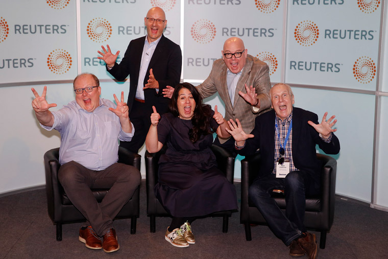 Grzegorz Piechota, Robert Whitehead, Suzi Watford, Earl J. Wilkinson, and Mark Challinor acting up at Reuters.