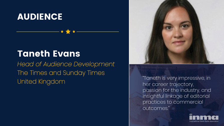 Taneth Evans is head of audience development at The Times and Sunday Times in the United Kingdom.