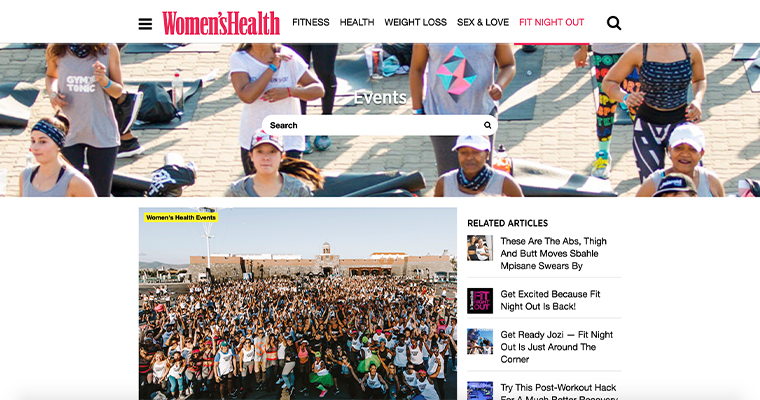 Revenue diversifying events like those listed on the Women'sHealth page are top initiatives at Media24 this year.