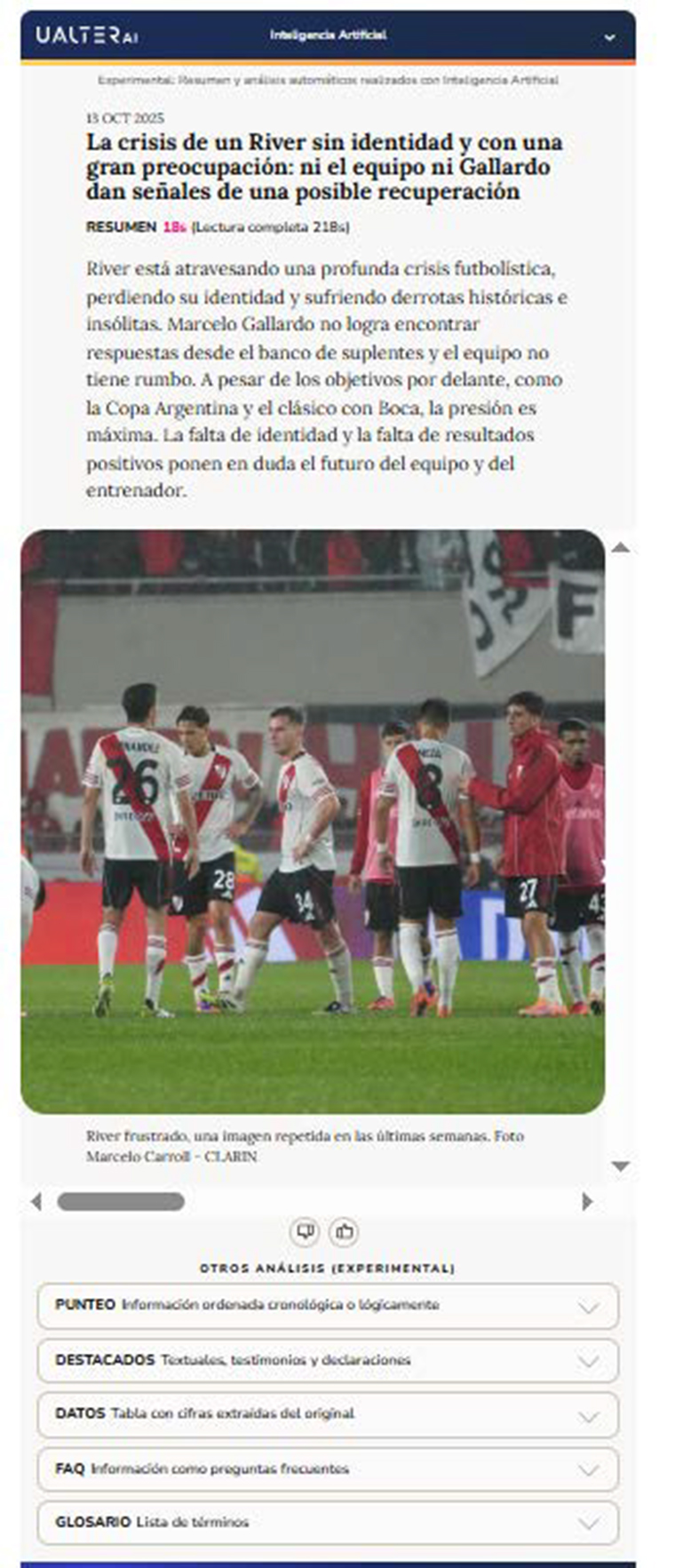Clarín offers readers a range of options for receiving information.