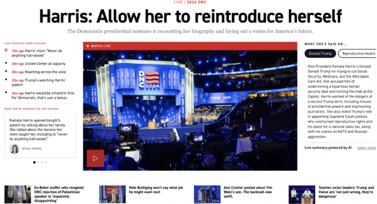 Screenshot of Politico’s GenAI live-blogging tool.