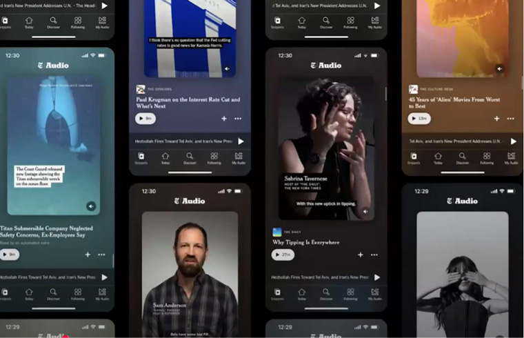 Screenshot of the NYT audio app.
