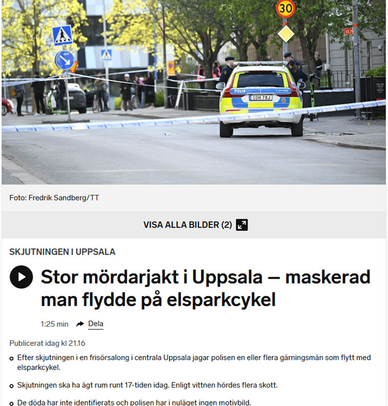 A screenshot of a Swedish Radio article with bullet points.