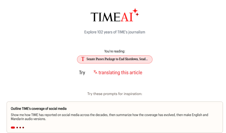 Screenshot of Time’s AI agent.