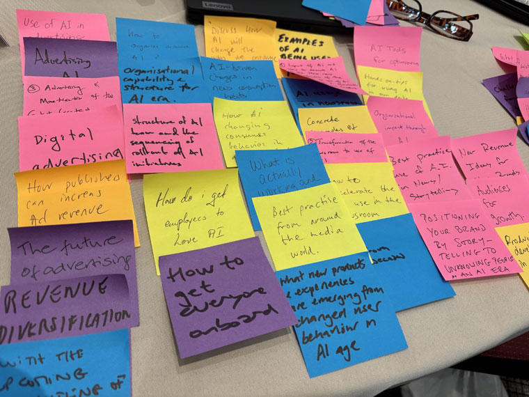 Post-it notes with Napa CEO Roundtable participants’ questions.