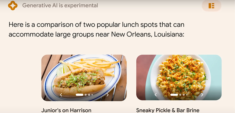 A look at search generative experience on Google.