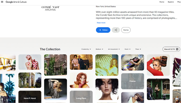 Screenshot of Condé Nast’s archive on Google Arts & Culture.