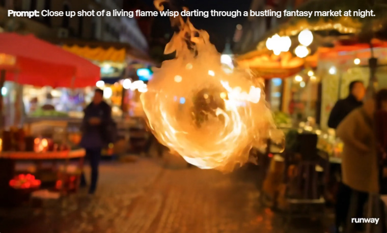 Screengrab from Runway’s Web site showing an image created using simple English.