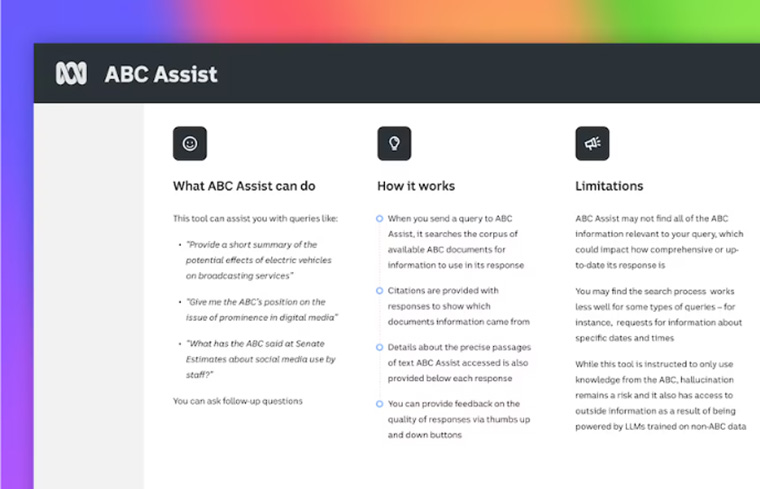 Screenshot of ABC Assist taken from ABC’s digital product blog.