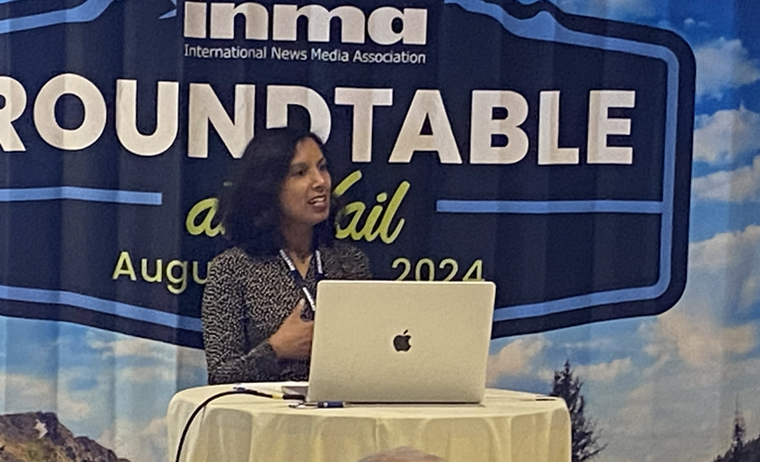 INMA Generative AI Initiative Lead Sonali Lead at the recent INMA Roundtable at Vail.