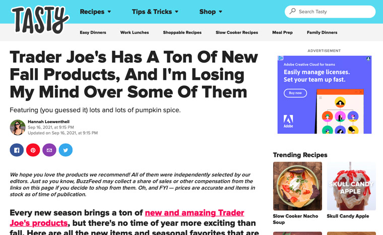 BuzzFeed's Tasy brand generated US$57 million in commerce in 2020.