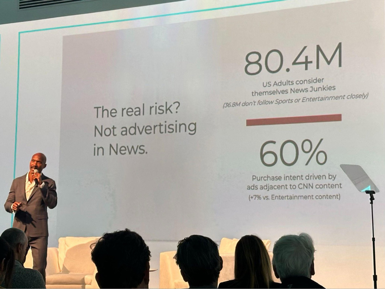 Guy Griggs, senior vice president/ad sales and client partnerships at CNN, speaking at the NewsFronts event.