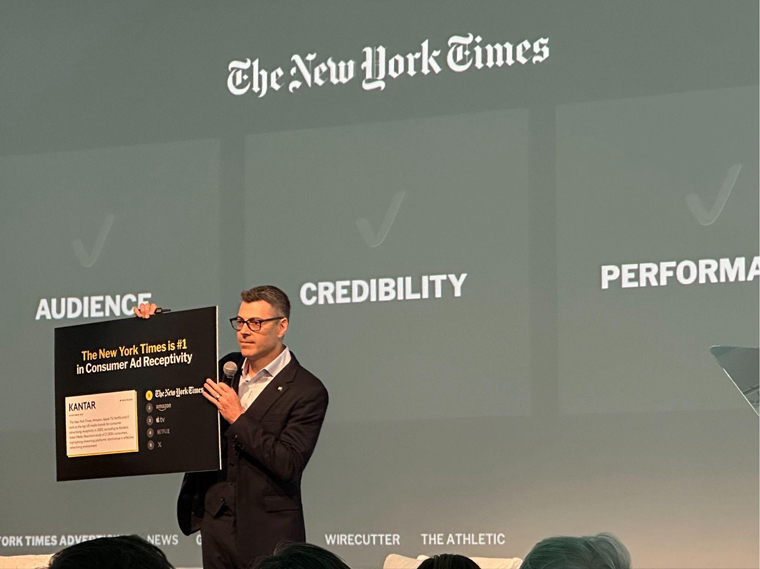 Ben Winkler, head of agency development at New York Times Advertising, speaking at the NewsFronts event.