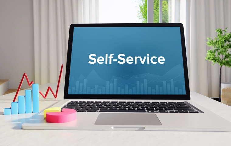 Self-service advertising allows an advertiser to determine elements for their ad campaigns without interacting with sales team members.