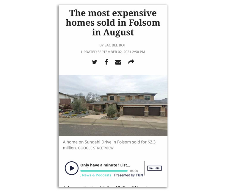 The automated real estate articles McClatchy publishes are part of an effort to make the sites more like community portals, with information about topics like real estate, traffic, and local sports, said managing editor Cynthia DuBose at a recent NYC Medialab event about AI and local media.