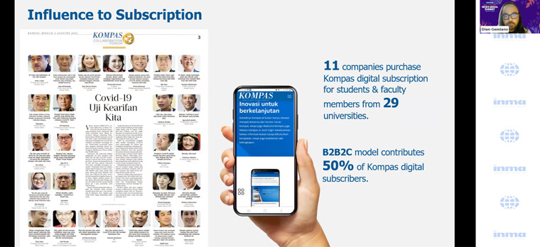 Kompas' B2B2C model makes up 50% of the media company's digital subscribers.