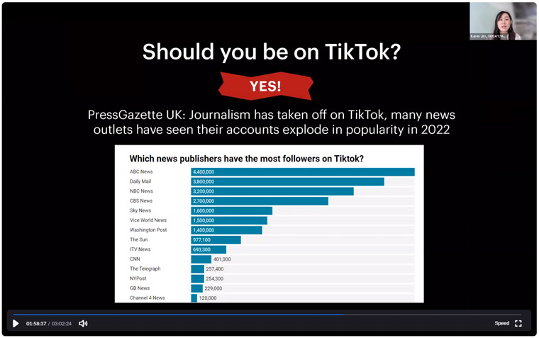 Karen Lim, Today’s supervising editor for audience growth, offers four reasons media companies should be on TikTok.