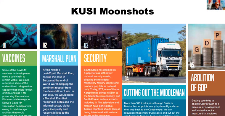 The Kusi Ideas Festival includes thought leadership discussions, leading to "moonshot" ideas for moving the continent forward.
