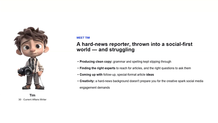 A fictionalised composite of a Briefly News reporter helped guide the creation of Nova.