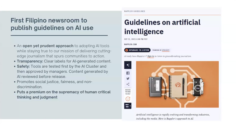 In 2023, Rappler published internal AI guidelines.
