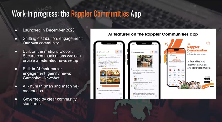 Rappler's Communities app provides more security than Facebook could and uses a human-in-the-loop for all AI content.