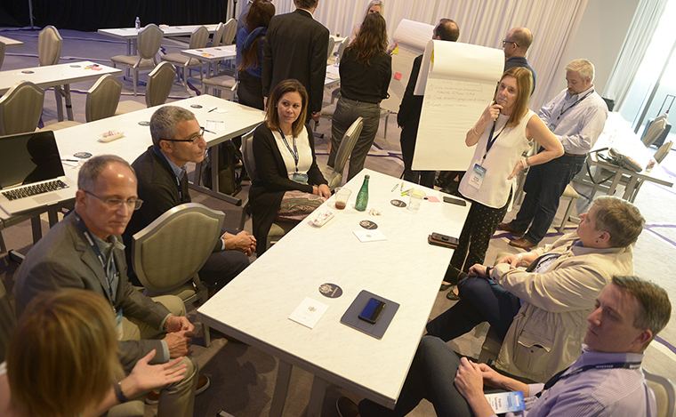 Participants brainstorm about how to create a community to encourage subscriber longevity.