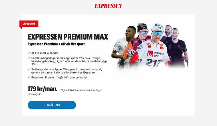 Expressen's Premium Max product includes live sports video coverage.