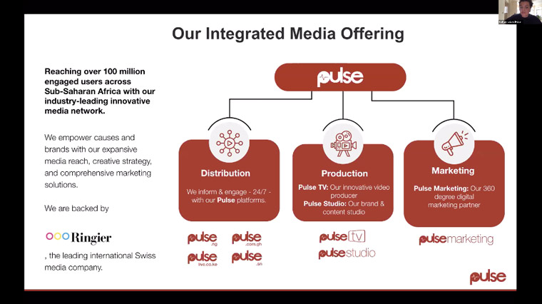 Pulse focuses on distribution, production, and marketing with its media offering to advertisers.