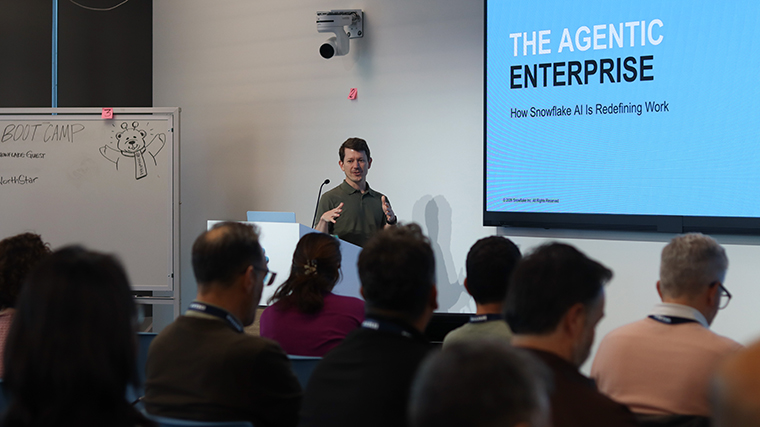 Will Allen, head of product at Snowflake, speaks to attendees of the INMA study tour.