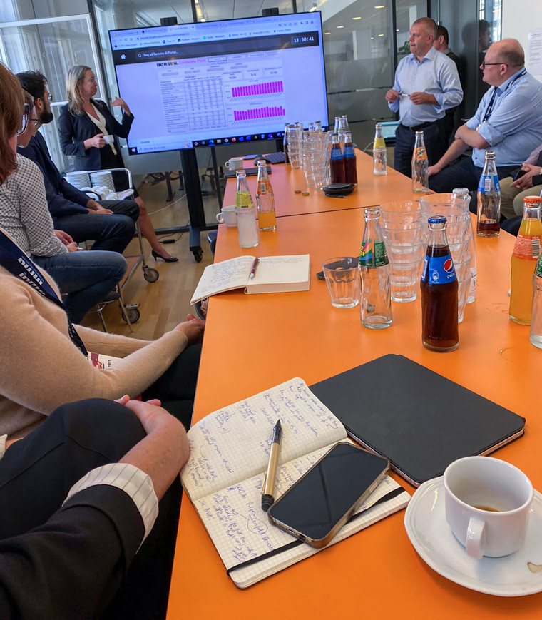 INMA International Board Member Lotta Edling, editorial director at Bonnier News, and Bjarne Corydon, editor and chief and CEO, explain the detailed newsroom dashboard.