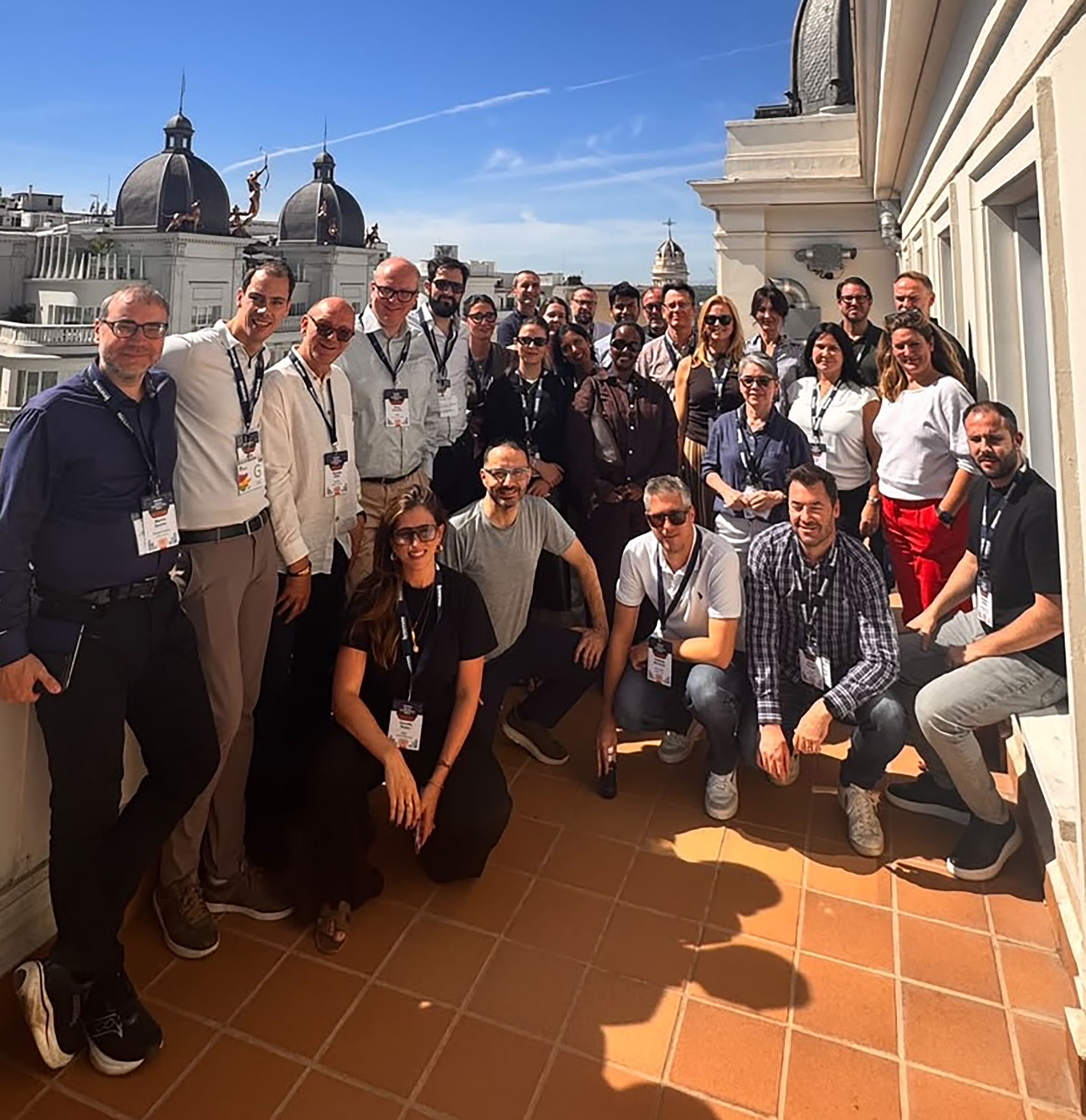 Madrid study tour participants take a group photo during the two days of visits.