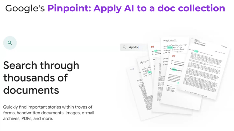 Google Pinpoint allows users to extract text from handwritten documents and upload thousands of PDF files and search them.