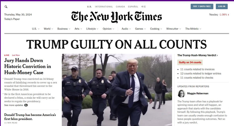 An AI-generated photo attributed to The New York Times.
