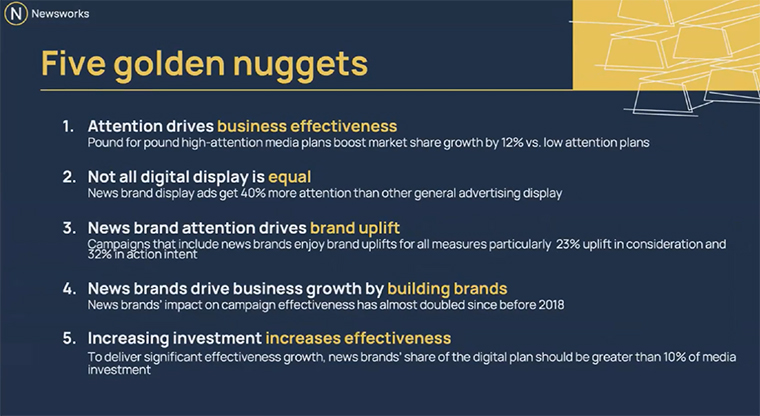A collaborative Newsworks study revealed a link between high-attention digital media and the effectiveness of advertising, Heather Dansie, insights director, said.
