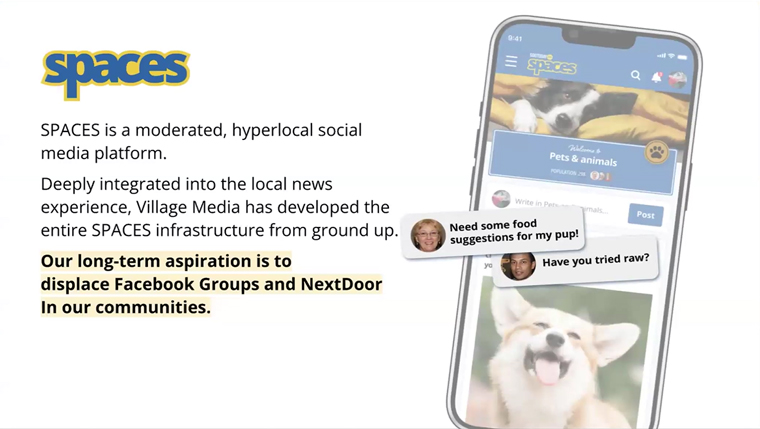 Village Media's Spaces is deeply integrated into the local news experience, CEO Jeff Elgie said.