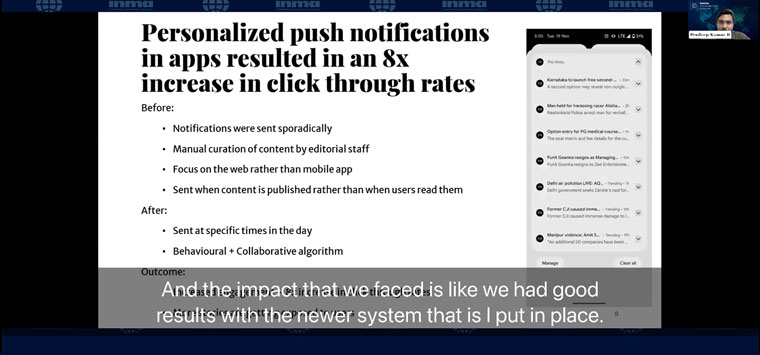 The Hindu has seen click-through rates on its push notifications increase eightfold after incorporating AI-driven personalisation.