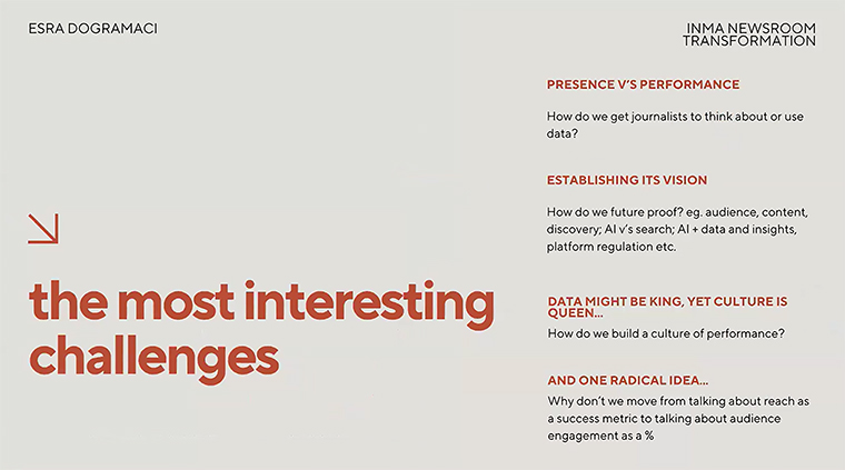 An internal survey of news consumption habits revealed some blind spots and offered opportunities for staff to imagine how they may better reach audiences, consultant Esra Dogramaci said.