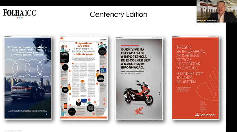 A historical print edition attracted more than 100 advertisers and resulted in a significant revenue bump for Folha de S.Paulo, Marcelo Benez, chief commercial officer, said. A historical print edition attracted more than 100 advertisers and resulted in a significant revenue bump for Folha de S.Paulo, Marcelo Benez, chief commercial officer, said.
