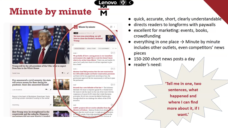 Denník N's minute-by-minute feed offers multiple opportunities to link to paywalled content — and increase conversions.