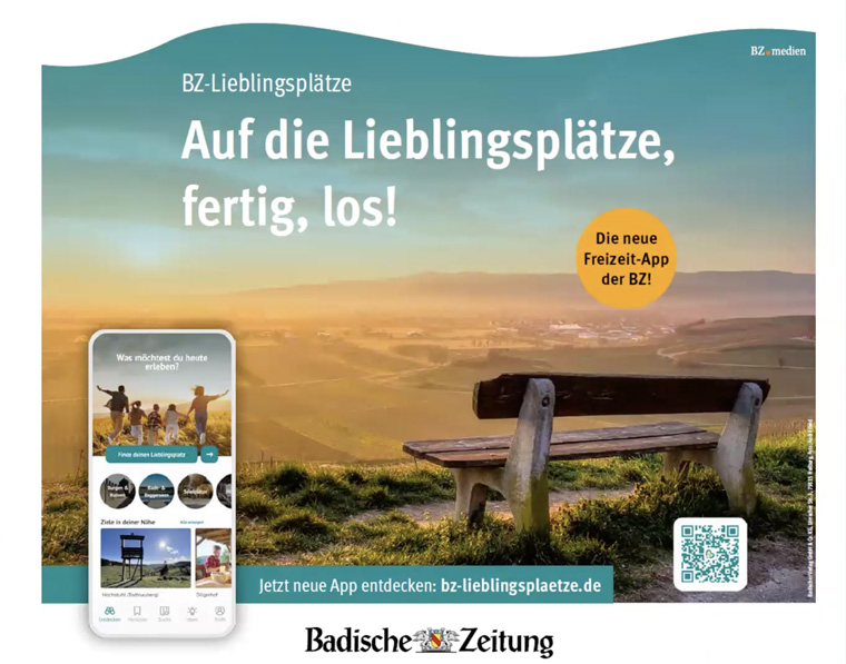 Badische Zeitung's BZ Lieblingsplätze (“Favorite Places”) app invites users to contribute their favorite places and photographs.