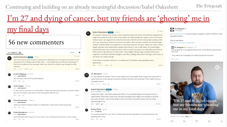 Comments help create a sense of community for subscribers to The Telegraph.