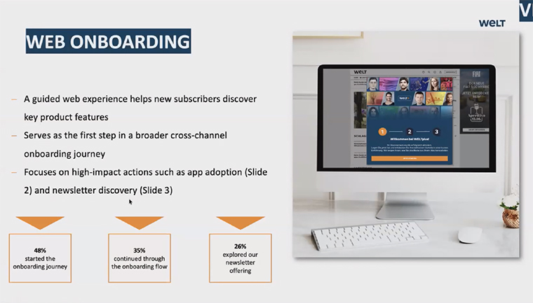 Die Welt prioritises newsletter discovery during the onboarding process.