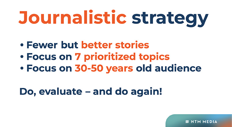 Nils Olauson, editorial director of NTM, explained the company's content strategy.
