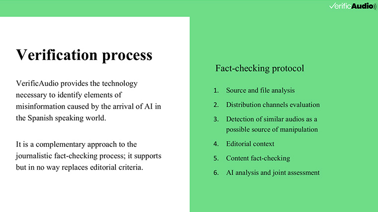 Luis Baena, chief marketing officer at Prisa Media, detailed the VerificAudio protocol.